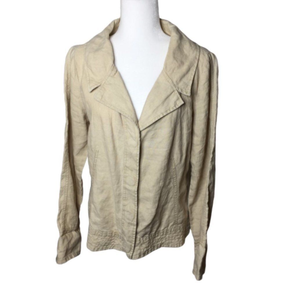 Old Navy Cream Linen Notched Collar Snap Closure Blazer Jacket M